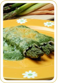 Canelones de Espárragos y Crema de Espinacas (6 personas)